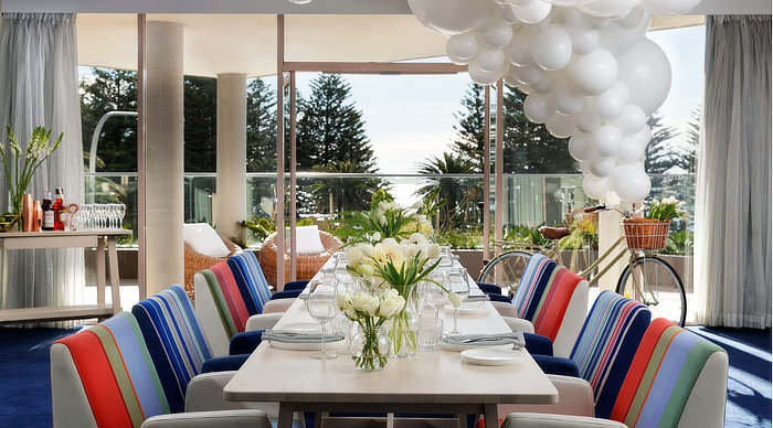 Formal business dinner table with sea views Cronulla